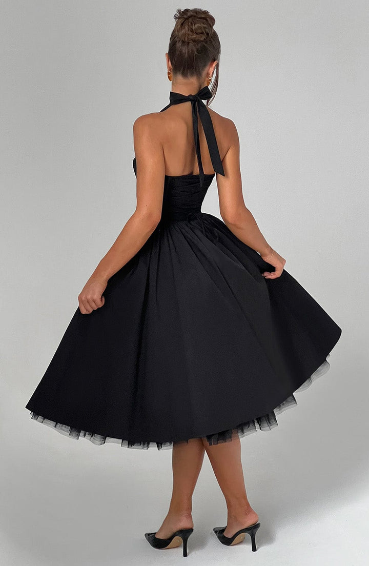 Ariana | Women's Halter Midi Dress for Wedding Guests
