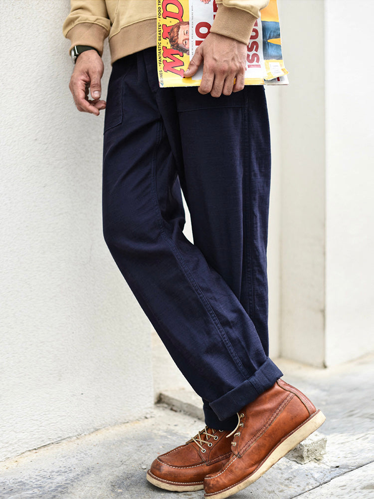 Men's Straight Casual Pants Inspired by Military Fatigue Style