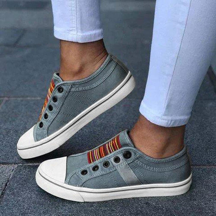 Women's Large Canvas Elastic Flats-MODAUTLET