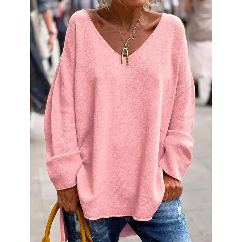Women's Modern V-Neck Blouse Pink