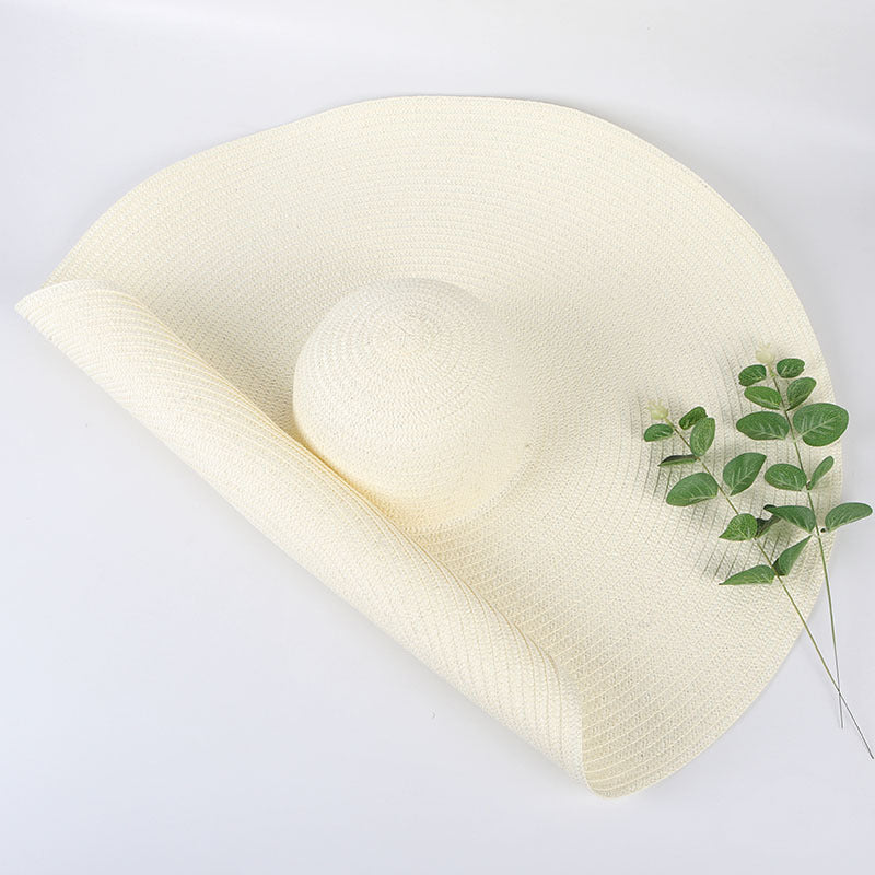 Sombrero de playa de paja con ala ancha extragrande para mujer - Protección UV