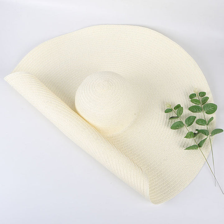 Sombrero de playa de paja con ala ancha extragrande para mujer - Protección UV