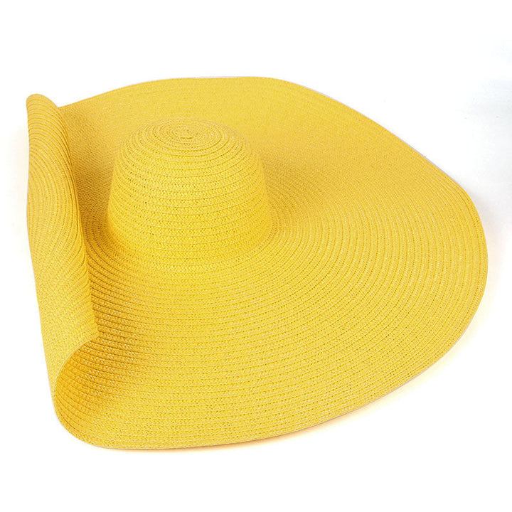 Sombrero de playa de paja con ala ancha extragrande para mujer - Protección UV