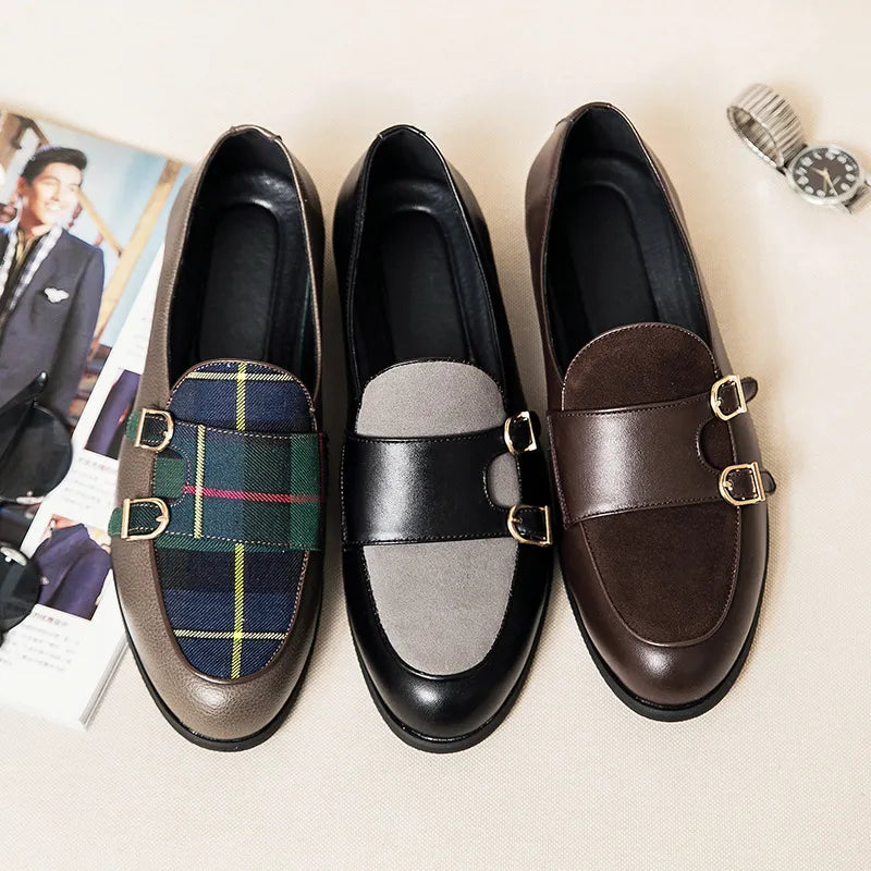 Men's British Style Buckle Leather Shoes-MODAUTLET