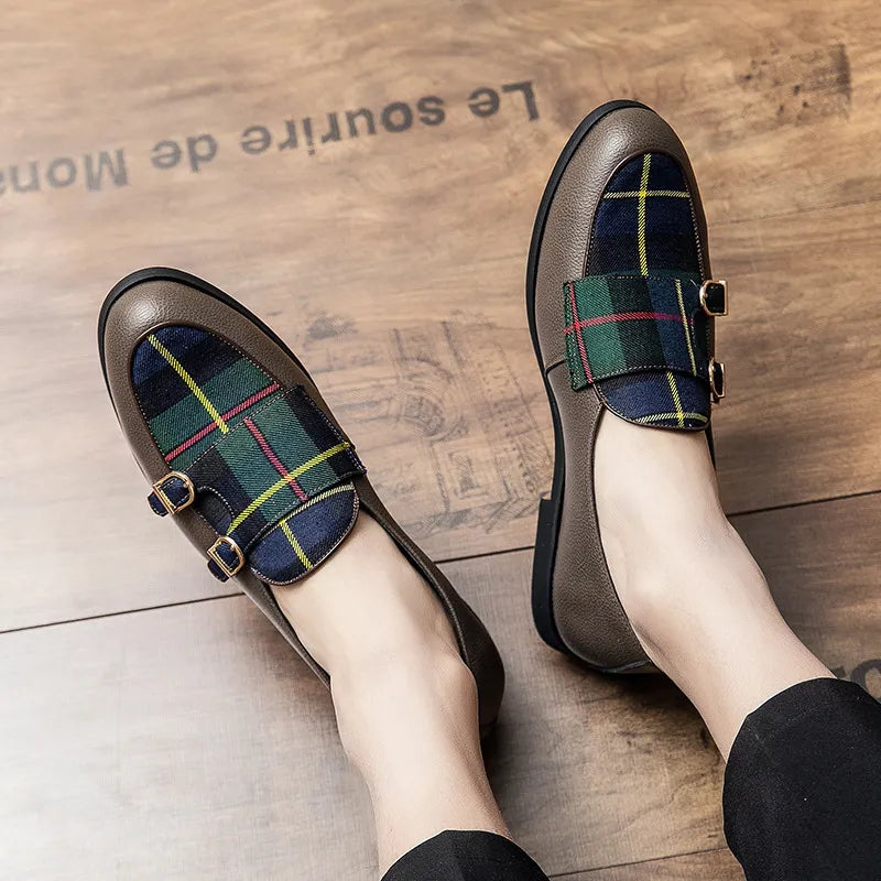 Men's British Style Buckle Leather Shoes