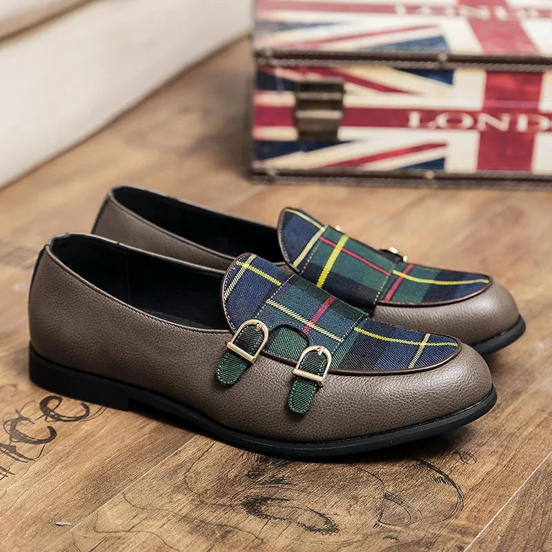 Men's British Style Buckle Leather Shoes