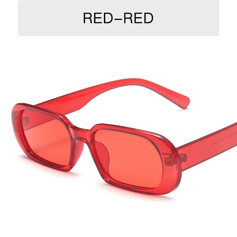 Retro Candy Color Small Frame Sunglasses Without glasses bag Red