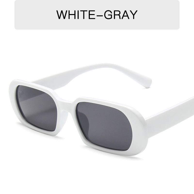 Retro Candy Color Small Frame Sunglasses Without glasses bag White gray