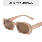 Retro Candy Color Small Frame Sunglasses Without glasses bag Milk tea color