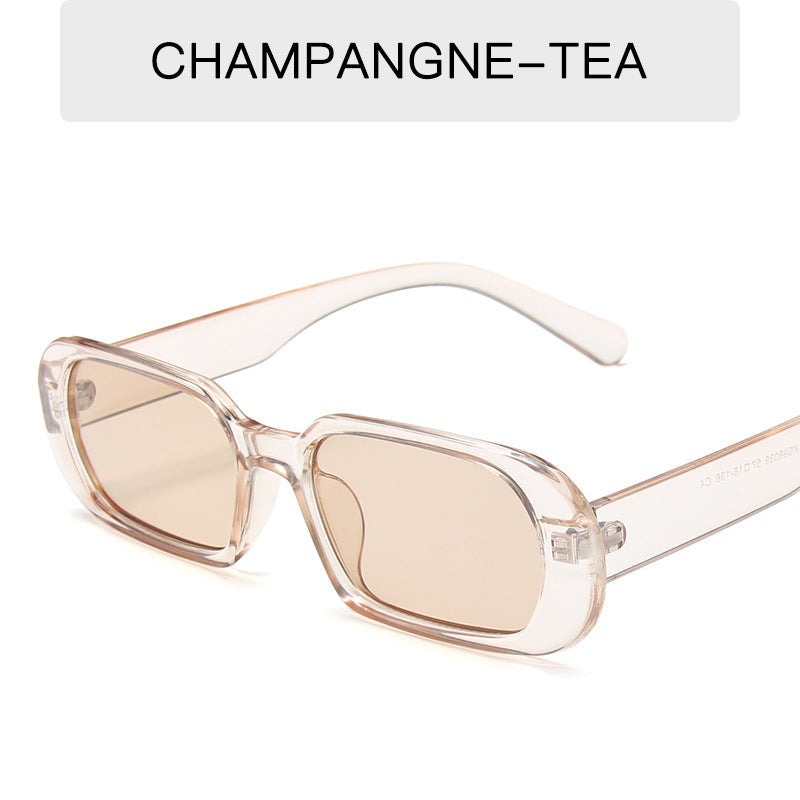 Retro Candy Color Small Frame Sunglasses Without glasses bag Champagne