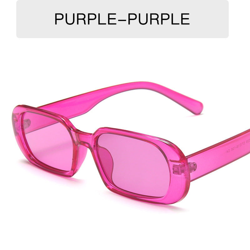 Retro Candy Color Small Frame Sunglasses Without glasses bag Purple