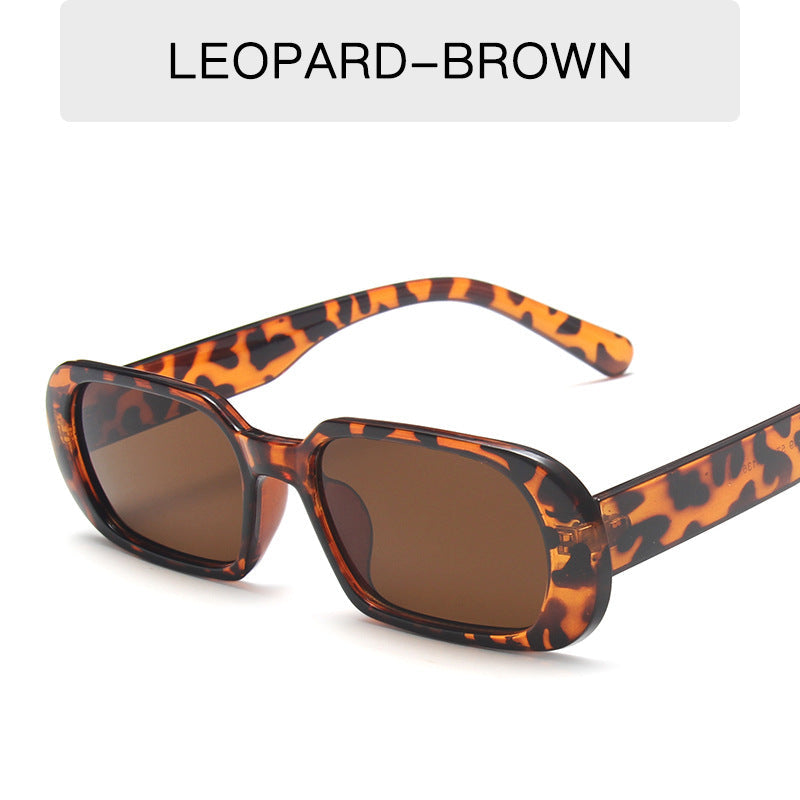 Retro Candy Color Small Frame Sunglasses Without glasses bag Leopard