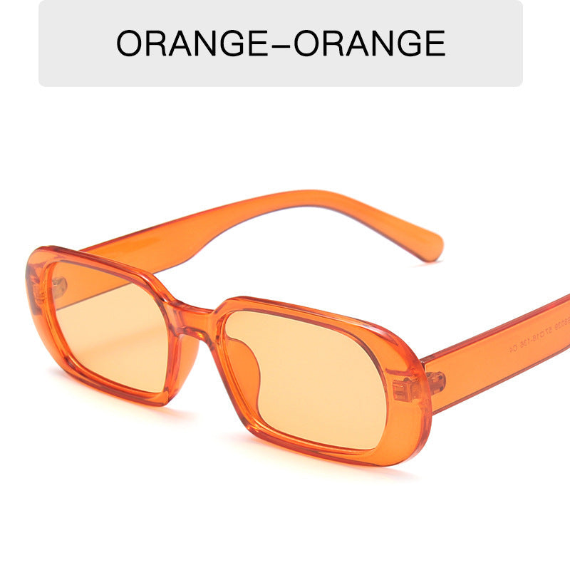 Retro Candy Color Small Frame Sunglasses Without glasses bag Orange