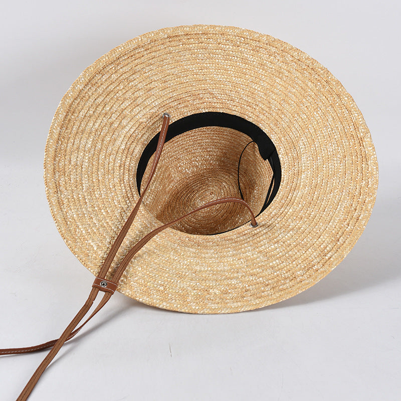 Sombrero de paja con ala ancha y estilo para mujer - Sombrero de playa con protección UV