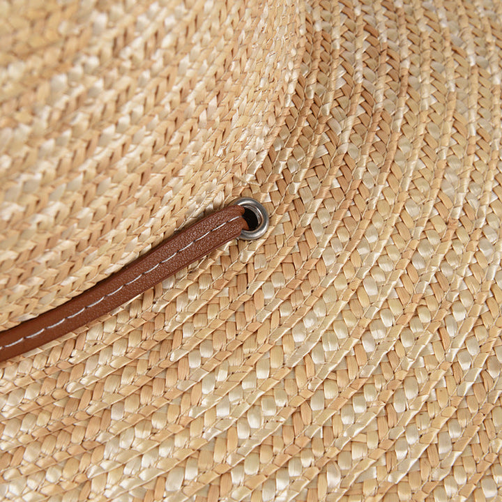 Sombrero de paja con ala ancha y estilo para mujer - Sombrero de playa con protección UV
