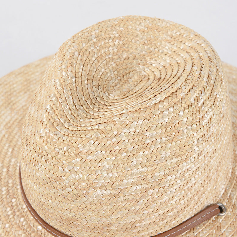 Sombrero de paja con ala ancha y estilo para mujer - Sombrero de playa con protección UV