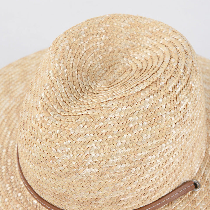 Sombrero de paja con ala ancha y estilo para mujer - Sombrero de playa con protección UV