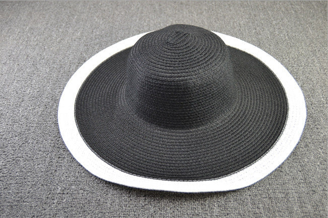 Sombrero de playa de paja con ala ancha extragrande para mujer - Protección UV