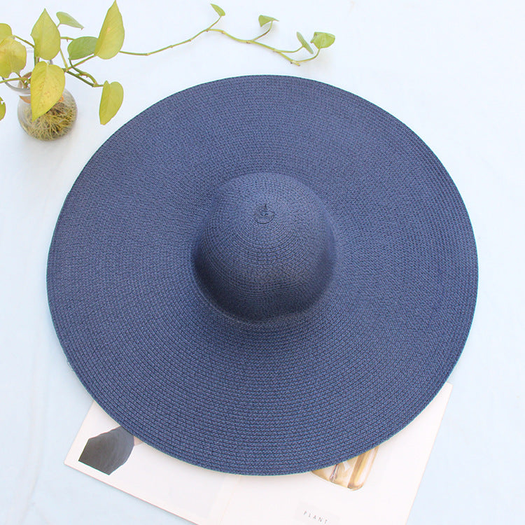 Sombrero de playa de paja con ala ancha extragrande para mujer - Protección UV