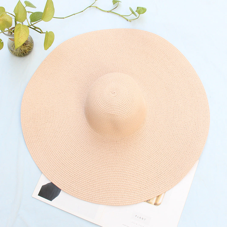 Sombrero de playa de paja con ala ancha extragrande para mujer - Protección UV