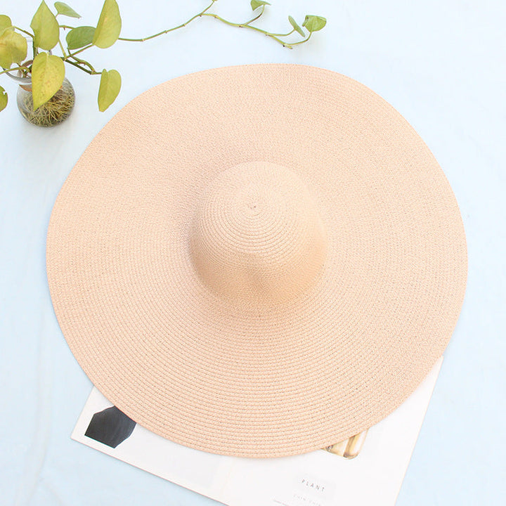 Sombrero de playa de paja con ala ancha extragrande para mujer - Protección UV