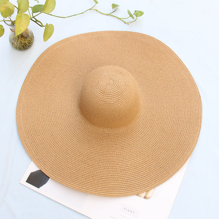 Sombrero de playa de paja con ala ancha extragrande para mujer - Protección UV