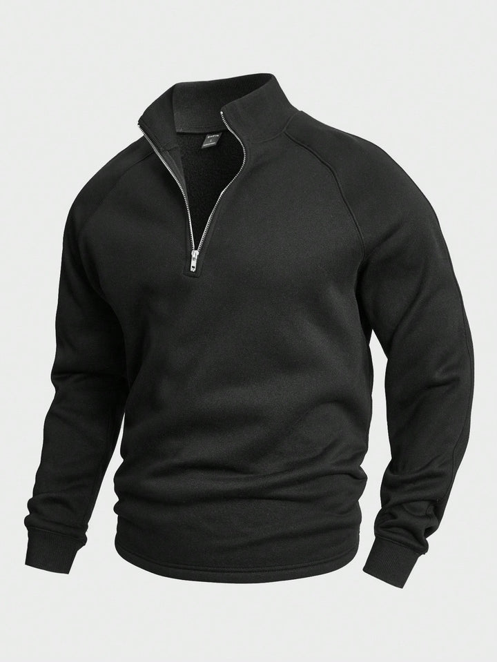 Lightweight Men's Stand Collar Half Zip Sweatshirt for Ultimate Comfort-MODAUTLET