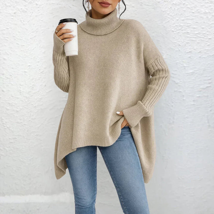 Womens Loose Fit Turtleneck Sweater-MODAUTLET