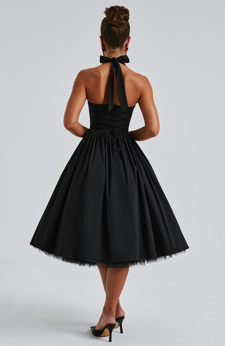 Ariana | Women's Halter Midi Dress for Wedding Guests