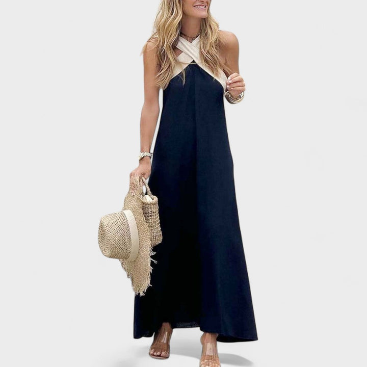 Robe longue élégante pour femme à col croisé