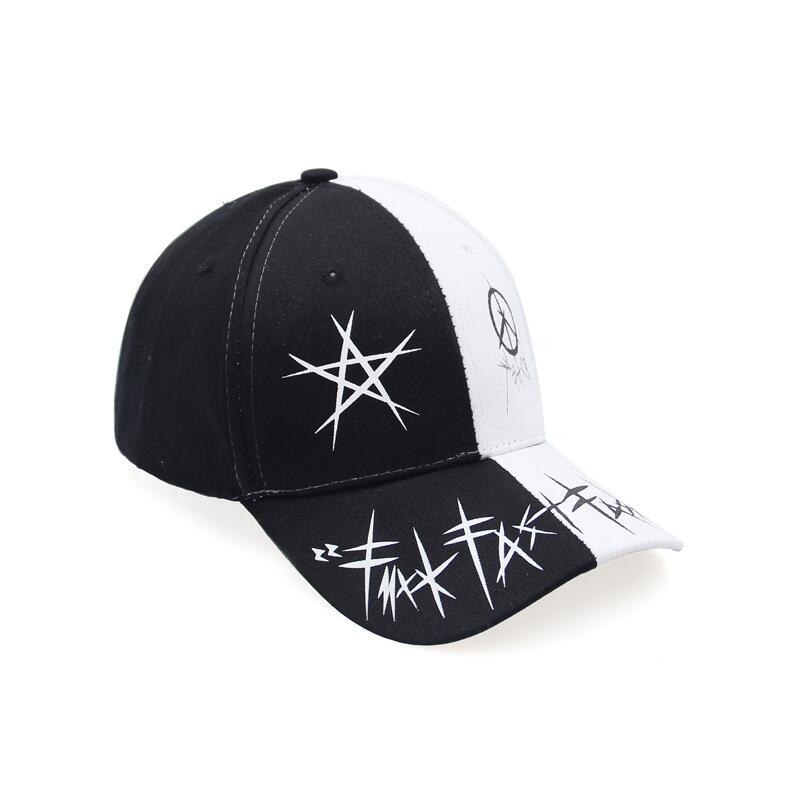 Individuelle Schwarz-Weiß Graffiti Snapback Baseballkappe im Hip-Hop-Stil