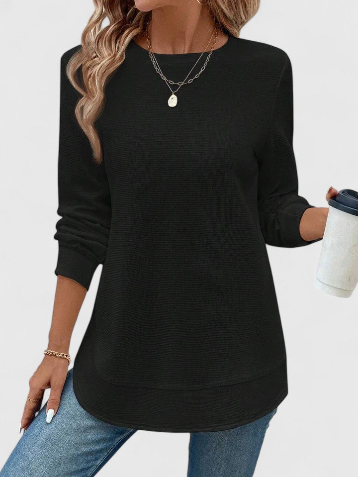 Women's Chic Side Slit Top Black