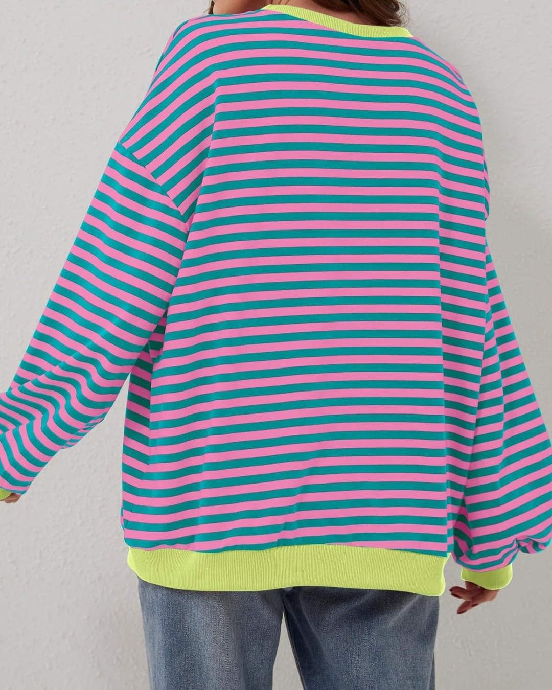 Women's Oversized Striped Sweatshirt-MODAUTLET