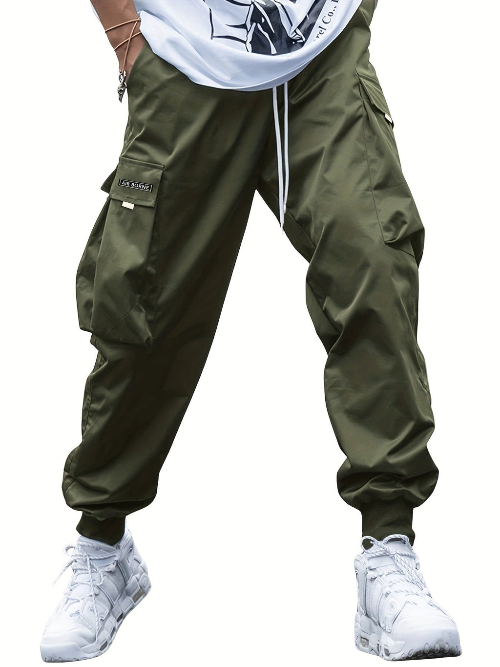 Men's Cargo Joggers with Multi-Pockets Army Green