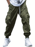 Men's Cargo Joggers with Multi-Pockets Army Green