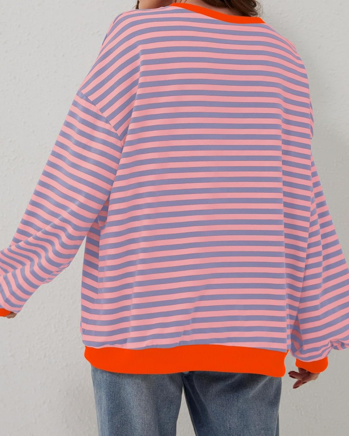 Women's Oversized Striped Sweatshirt-MODAUTLET