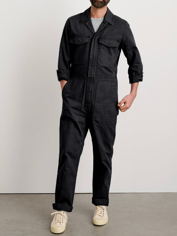 Men's Slim Fit Zip Jumpsuit for Comfortable Casual Wear