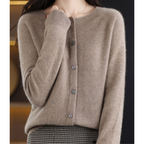 Cozy Cashmere Blend Wool Cardigan for Women Brown