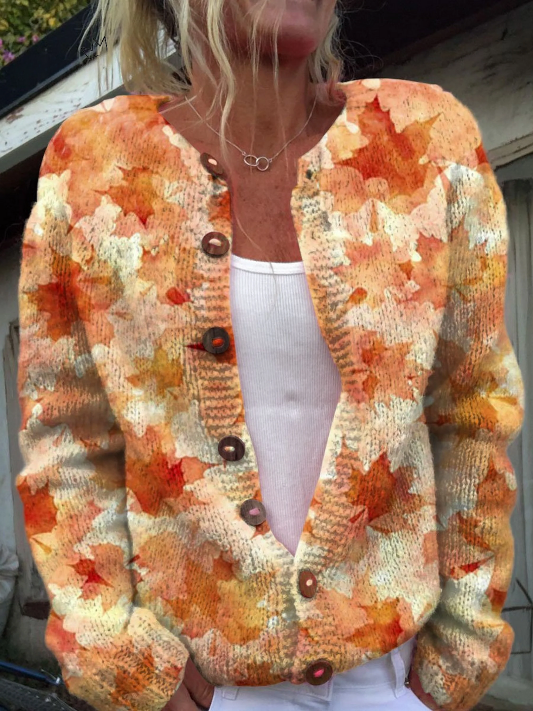 Autumn Art Print | Women's Buttoned Cardigan Sweater