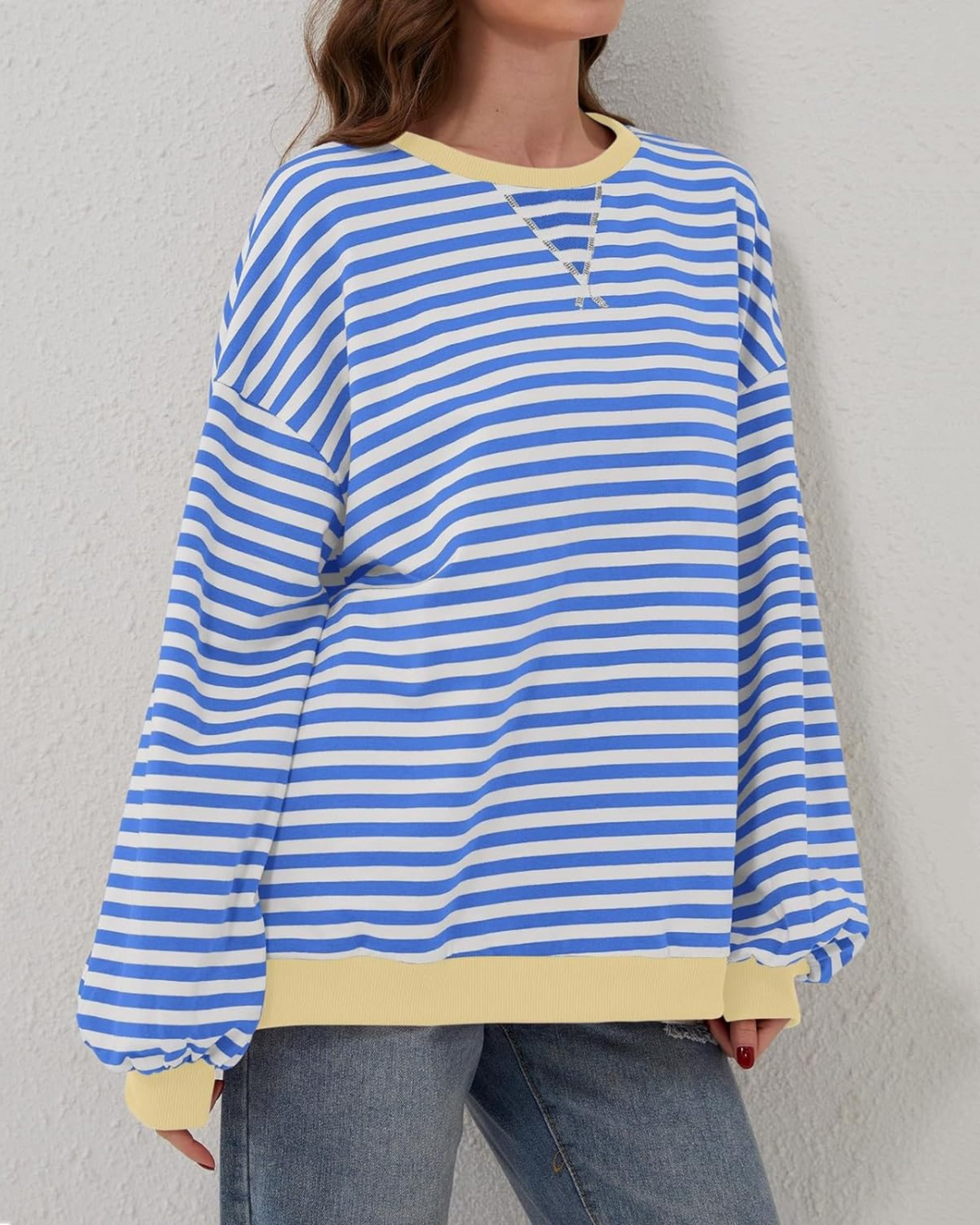 Women's Oversized Striped Sweatshirt-MODAUTLET
