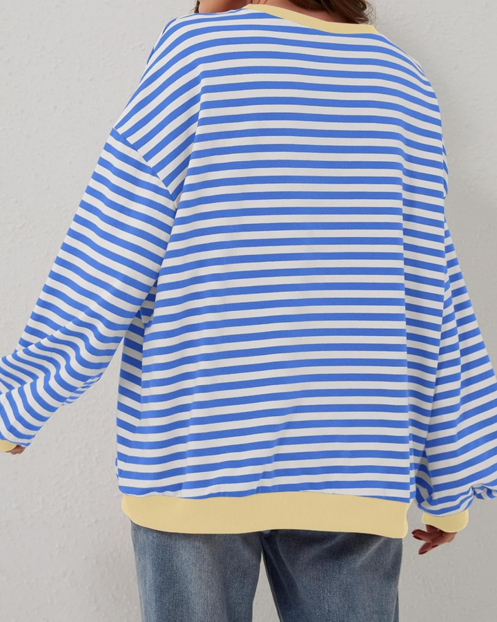 Women's Oversized Striped Sweatshirt-MODAUTLET