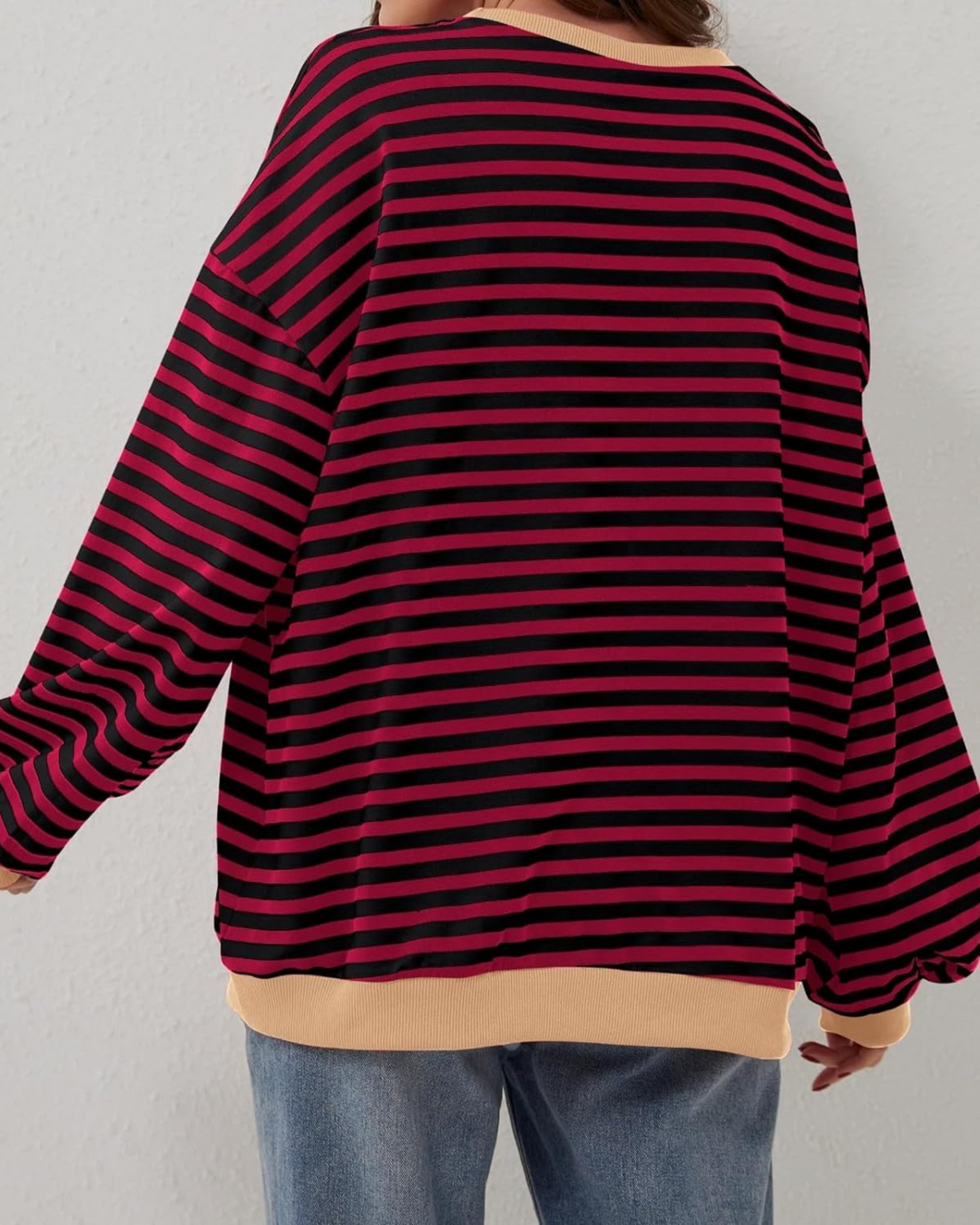 Women's Oversized Striped Sweatshirt-MODAUTLET