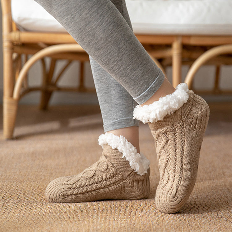 Cozy Non-Slip Plush Knitted Floor Socks for Women - Warm Winter Home Essentials
