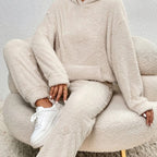 Women's Spring Cozy Hooded Lounge Set Beige