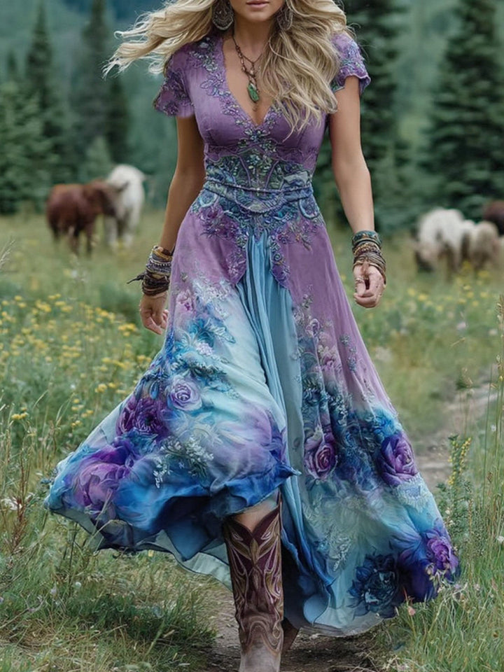 Women's Gradient Floral Maxi Dress