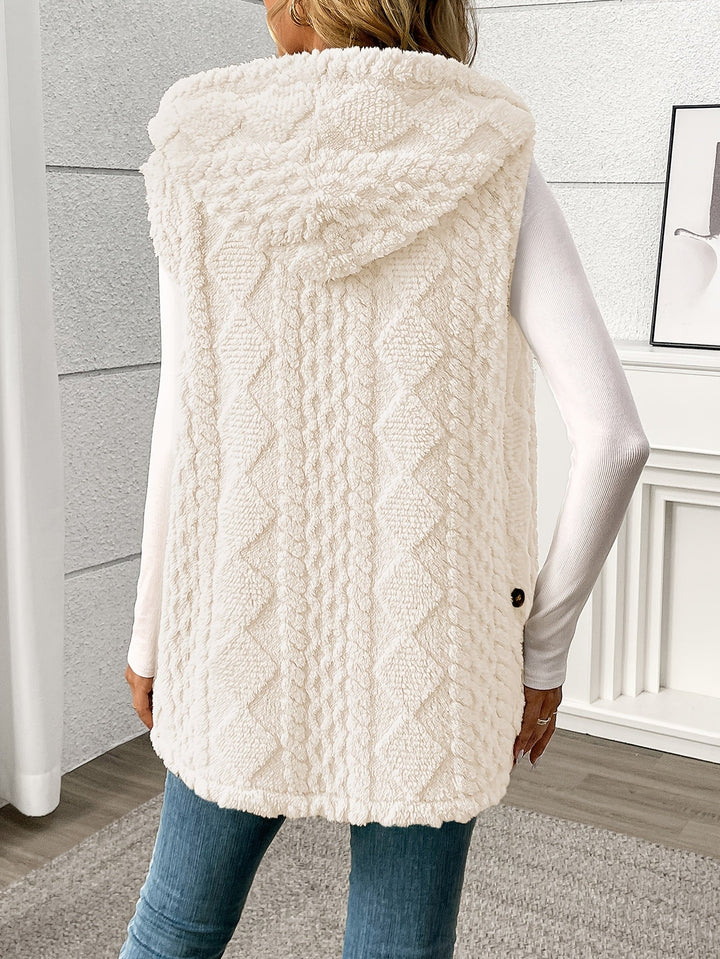 Gilet douillet sans manches à capuche pour femme