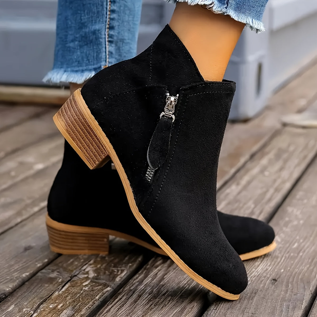 Women's Chic Side-Zip Boots Black