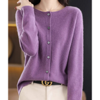 Cozy Cashmere Blend Wool Cardigan for Women Purple