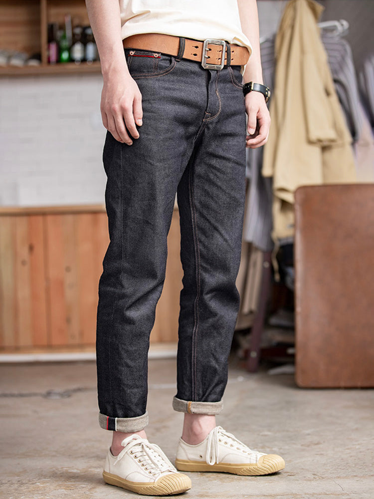 Men's Retro Style Raw Denim Jeans