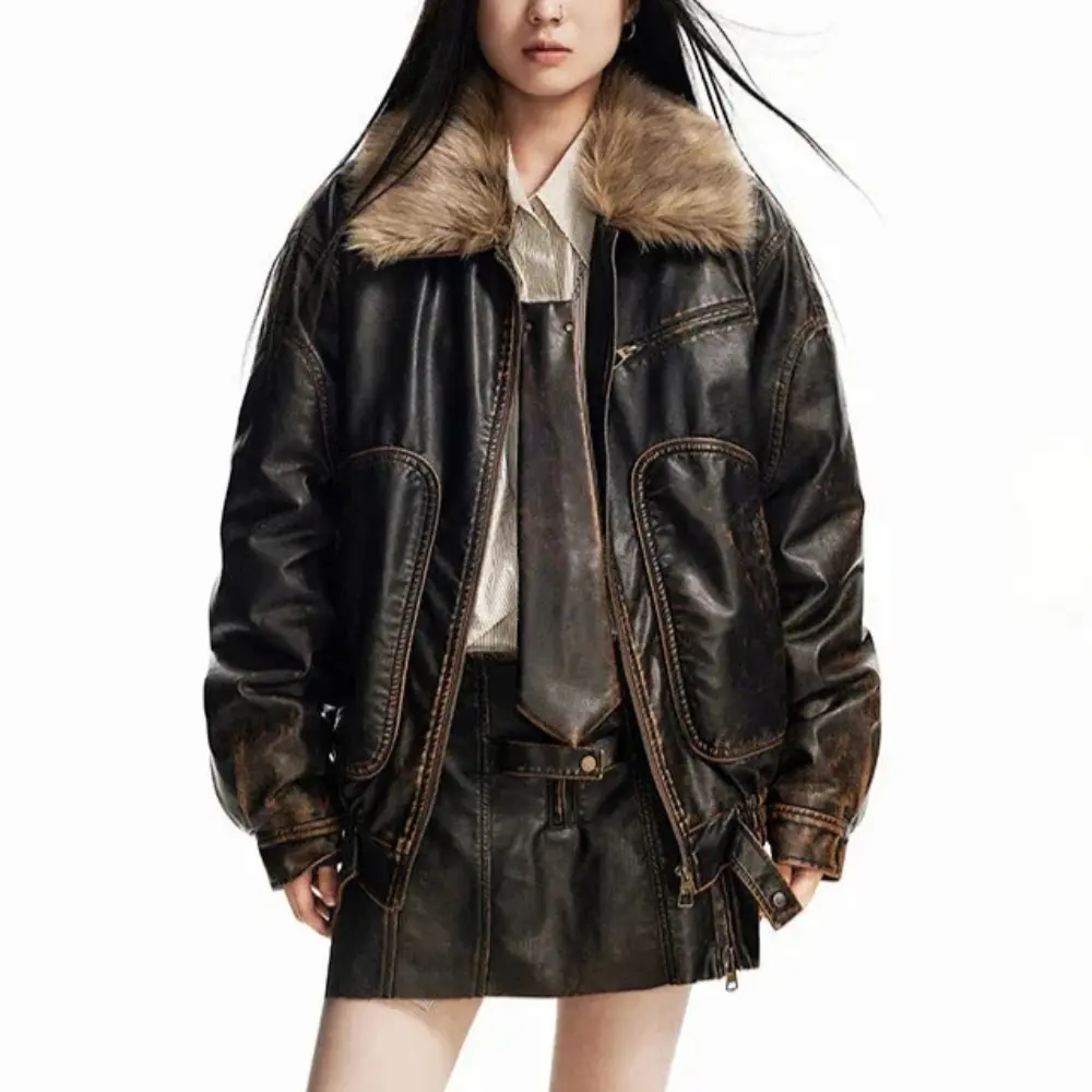 Vintage Faux Fur Leather Jacket